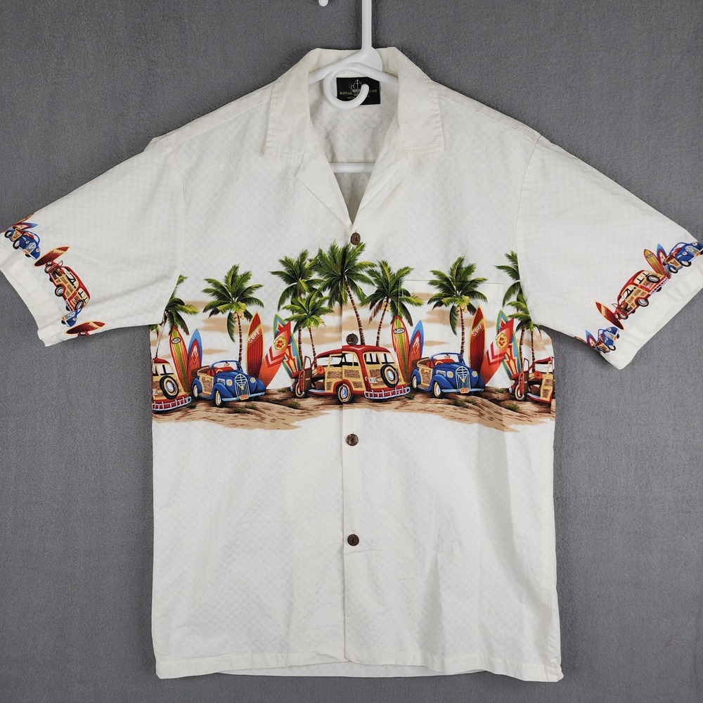 Royal Creations Hawaiian Button Shirt Medium‎ Made In Hawaii Vintage Surf Aloha